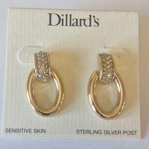 Dillard's Gold and Silver Crystal Hoop Earrings